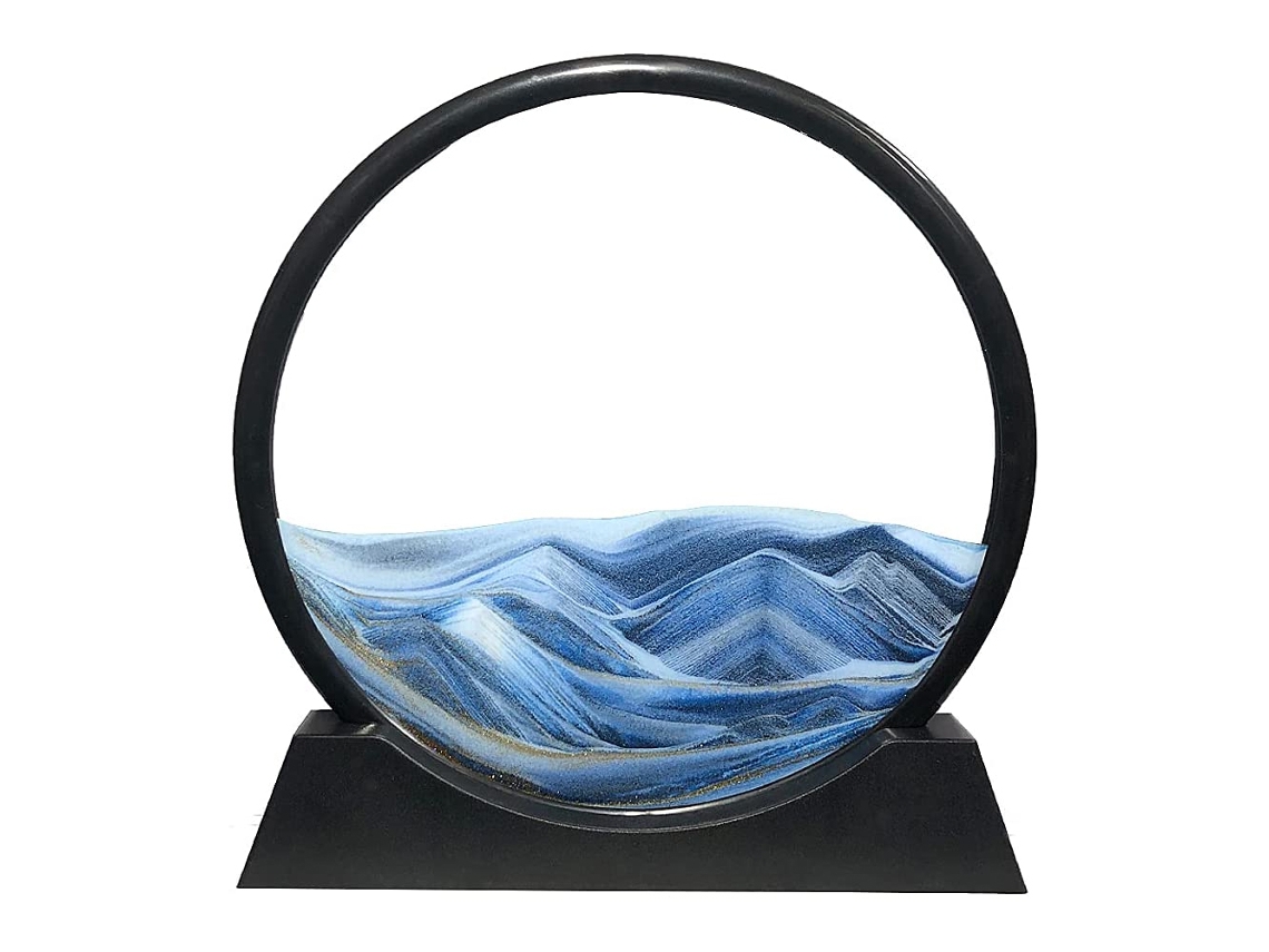 KOFIHETY Arte De Areia Em Movimento, Quadro Redondo, Paisagens Submersas, Oceano Azul, Arte Com Areia Para Relaxamento, Brinquedo Para Mesa, Casa E Escritório