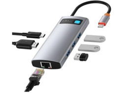 Adaptador de porta USB tipo C 4k Hdmi Usb C Hub 6 em 1 Yizhood Cinza