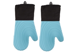1 Par Luvas Forno - Luvas Resistentes Ao Calor - Luvas Cozinha - Silicone - Alta Temperatura - Textura Antiderrapante - Azul Claro