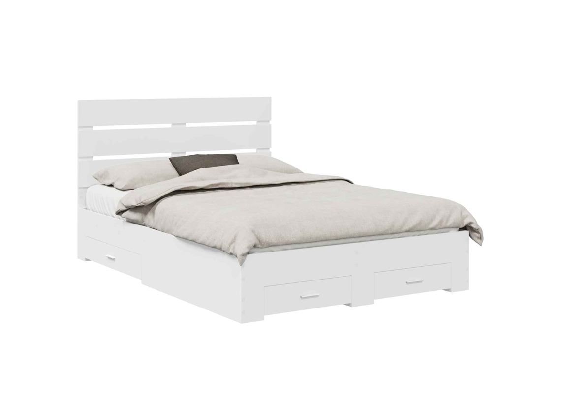 Estrutura de Cama Branco 160 X 200 cm Madeira Processada