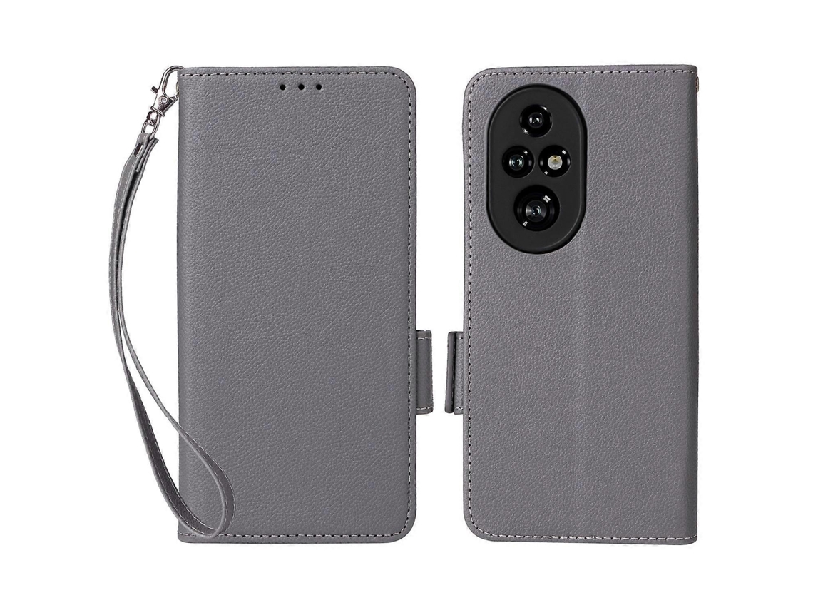 Capa De Couro Com Flip Horizontal Para Honor 200 Pro 5g Com Alça De Pulso