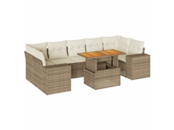 Maison Exclusive - 8 Pcs Conjunto De Sofás P/ Jardim Com Almofadões Vime Pe Bege