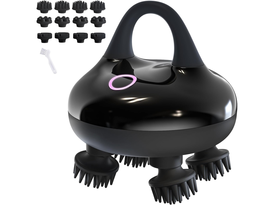 Massageador Elétrico Para Cabeça Com 3 Conjuntos De Cabeças Silicone