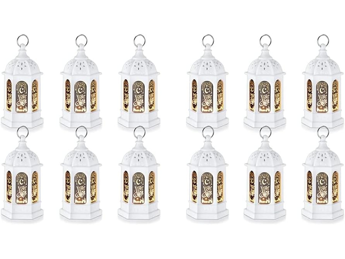 Conjunto De 12 Mini Lanternas De Vela Ramadan Mubarak Led Eid Mubarak Com Luzes De Lua E Estrela, Es Gokoco
