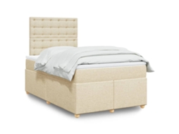 Vidaxl Cama com Molas/colchão 120x200 Cm Tecido Cor Creme