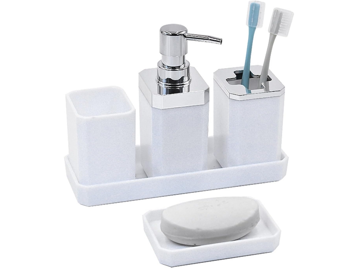 Conjunto De 5 Acessórios Modernos Para Banheiro, Incluindo Saboneteira E Porta-escovas De Dentes.