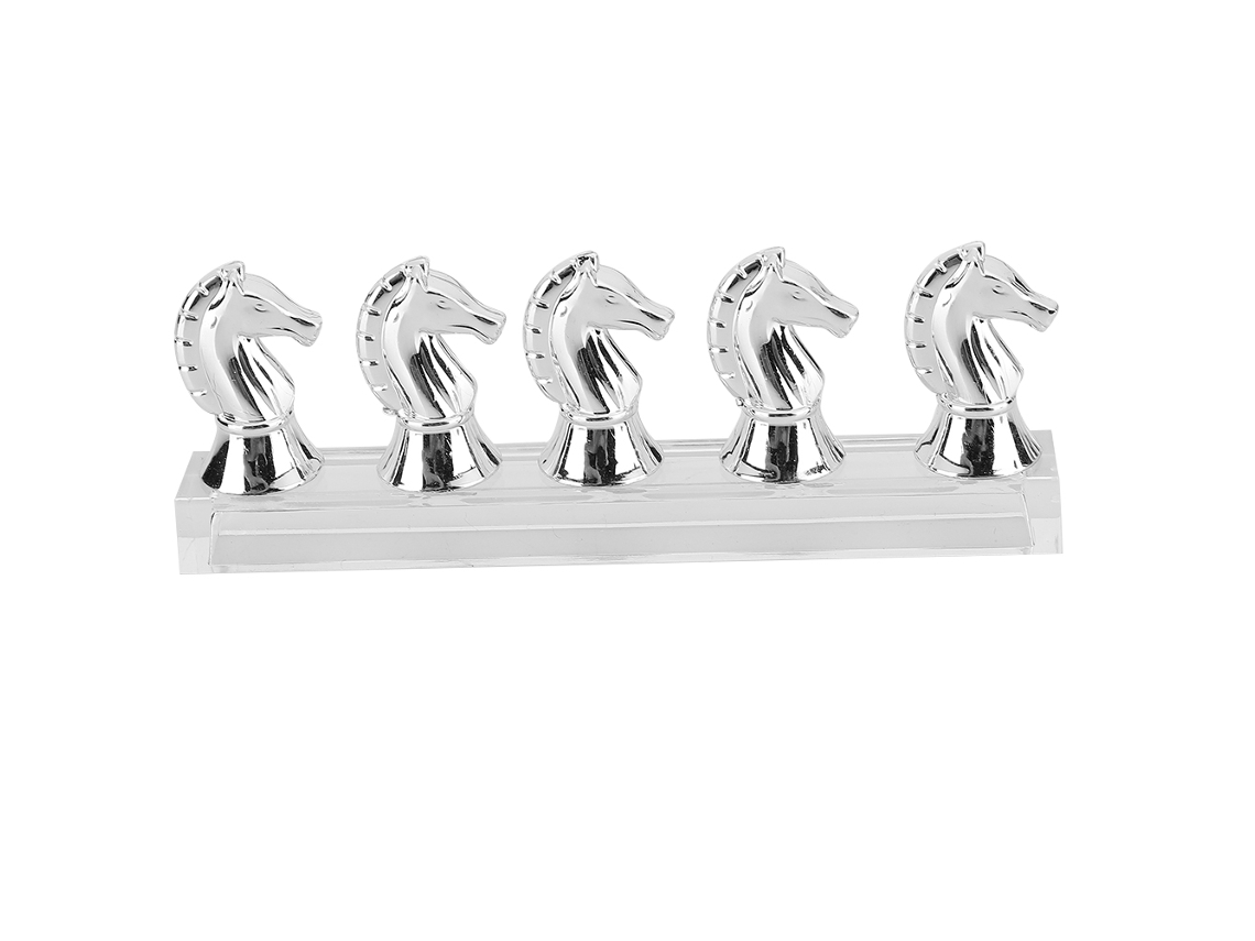 Suporte magnético para unhas postiças, em formato de cabeça de cavalo, para exibição de pontas de unhas, prateado.