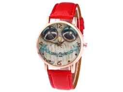 Relógio de pulso unissex casual Zhoulianfa com pulseira de couro PU (vermelho)