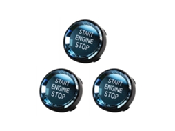 3x Capa Decorativa Interna em Cristal para o Botão de Arranque/paragem do Motor para Série 3/5 E70 E90 E60 Preto (one key Start/stop)