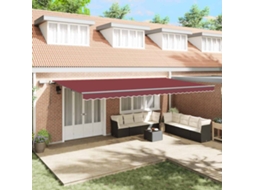Vidaxl Toldo Retrátil Manual Com Luzes Led 600x300 Cm Bordô