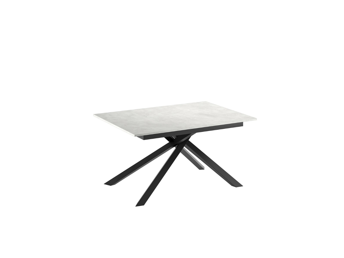 Mesa Extensível Pulse 25 Com Tampo Em Melamina Branca Fosca E Estrutura Em Metal Preto - Dimensões 140-190 X 90 X 76 Cm