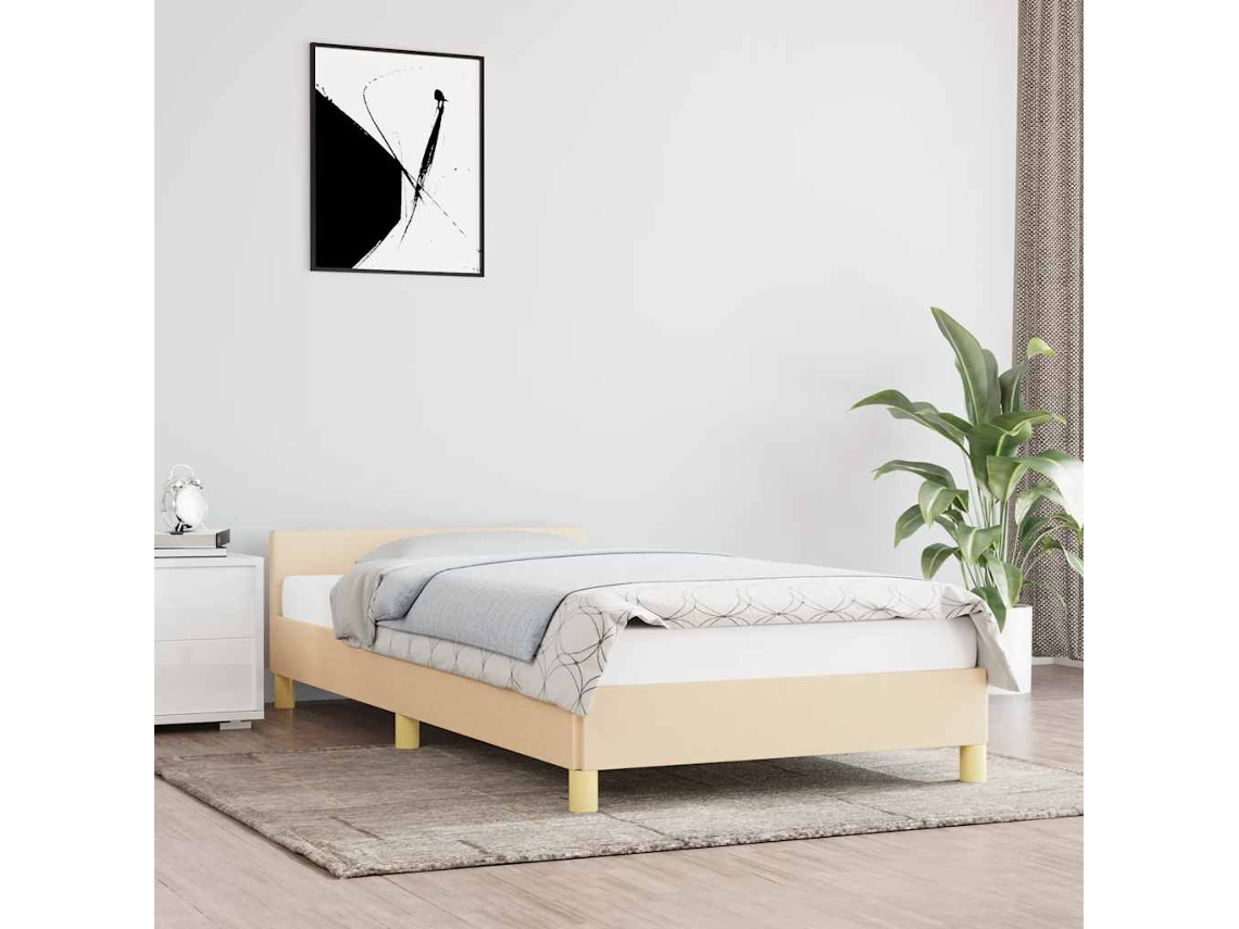 Vidaxl Estrutura De Cama Sem Colchão 100x200 Cm Tecido Cor Creme