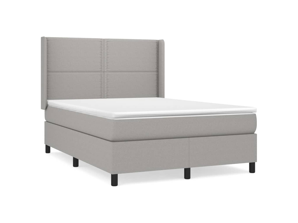 Cama com Molas e Colchão Tecido Cinzento Claro MAISON EXCLUSIVE (140x190 cm)