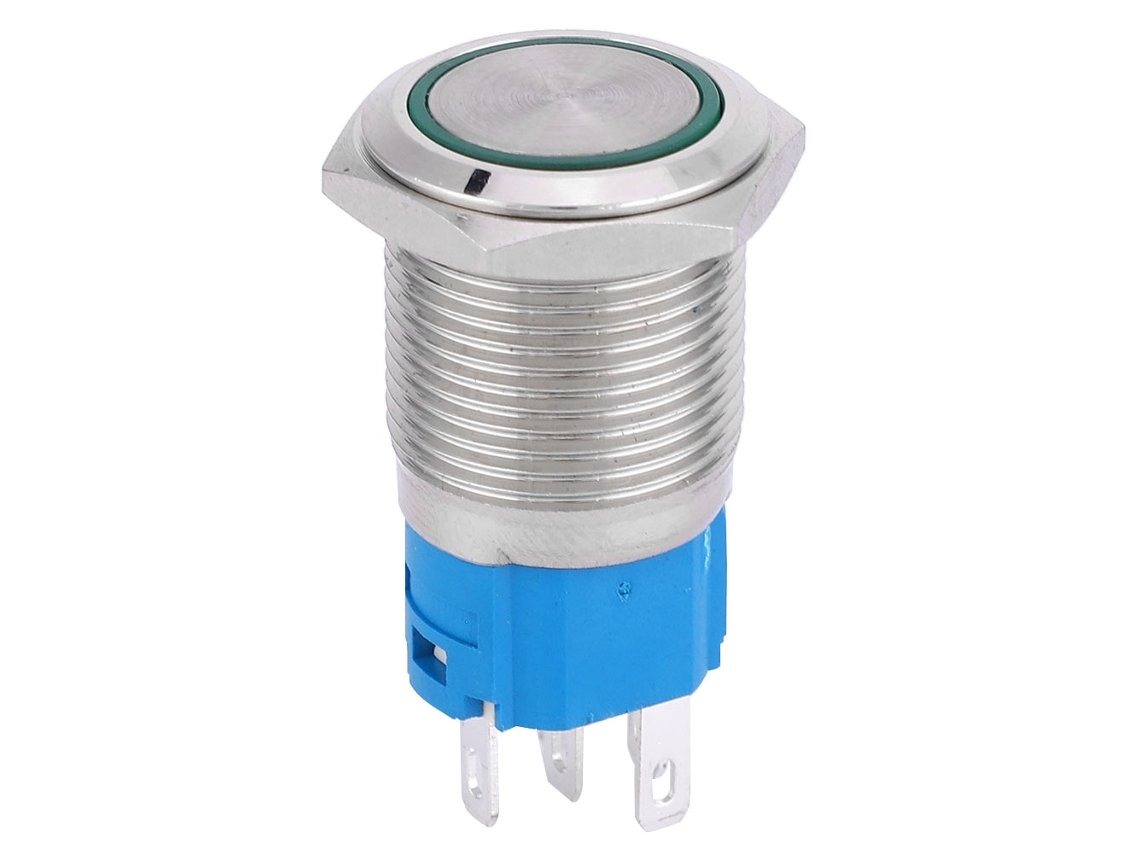 Interruptor De Pressão Com Led 16mm Auto-reset 1no 1nc 5pin 5v Verde Para Modificação De Carro