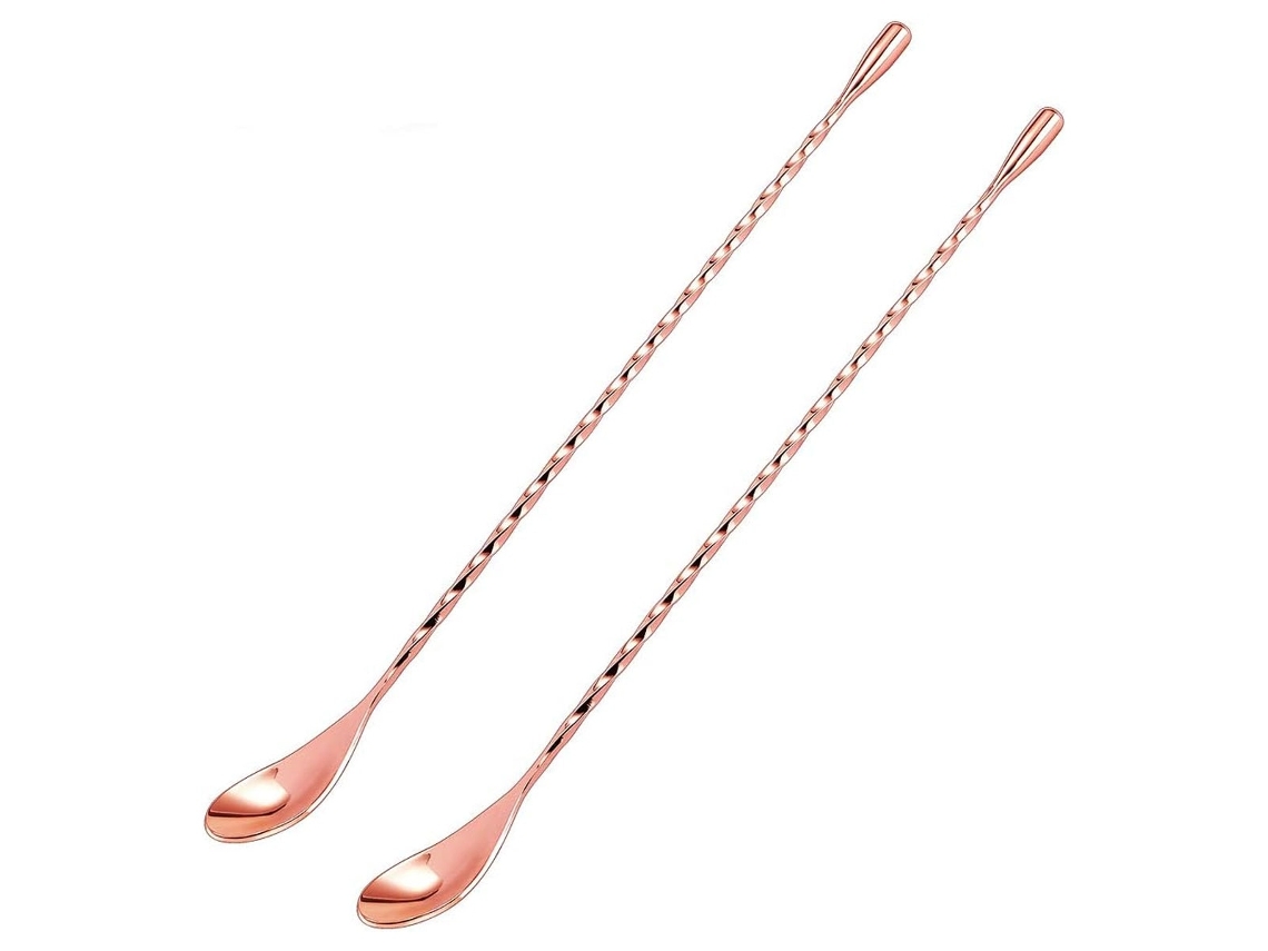 Conjunto De Colheres De Coquetel Aço Inoxidável Espiral Colorido 30x2,7 Cm
