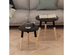 Vidaxl Conjunto Mesas De Apoio 2 Pcs Pinho Maciço Preto