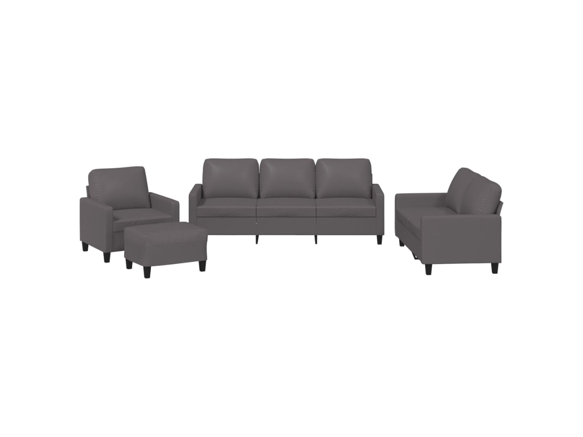 Conjunto De Sofás Vidaxl Cinzeto Couro Sintético (60 X 50 X 41 Cm)