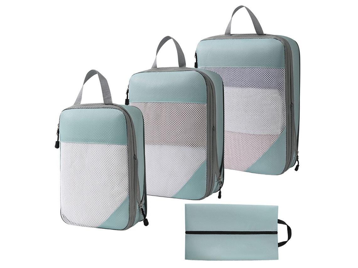 Conjunto Organizador de Viagem com 4 Peças, Incluindo Cubos, Capa Impermeável para Roupas, Sacos para Malas AQUAFORGE