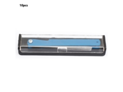 Conjunto de 10 medidores de folga de 100 mm com 14 lâminas métricas para medição de espessura de 0,05 a 1 mm em aço inoxidável.
