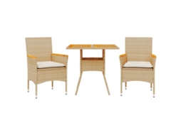 Conjunto de 3 Jantar Jardim com Almofadões Vime Pe/acácia Bege MAISON EXCLUSIVE