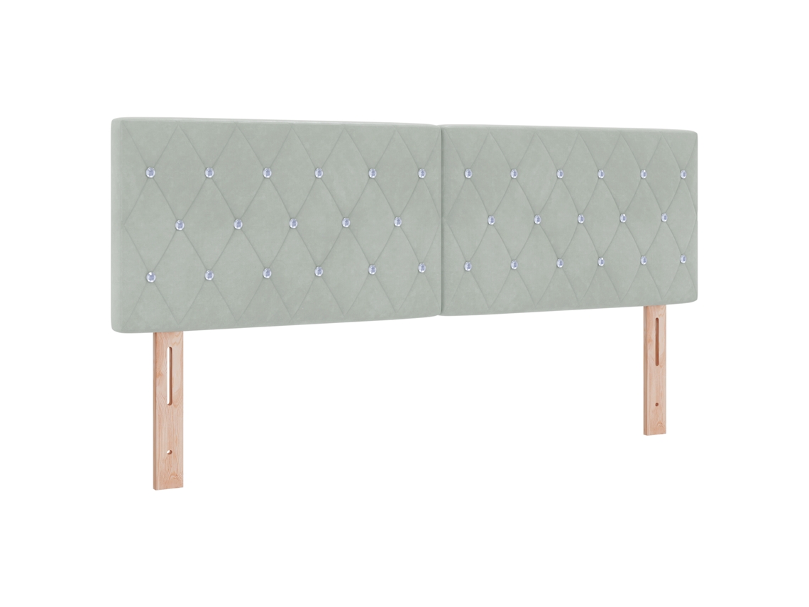 Conjunto 1 Cabeceira Estofada Vidaxl Cinzento-claro Veludo (144 Cm)