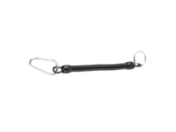 Linha de pesca elástica retrátil ATS com mola, chaveiro de segurança e acessórios para pesca, preta.