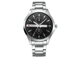Reloj De Cuarzo Para Hombre Impermeable Con Correa De Metal Ajustable Moda (blanco Y Negro)
