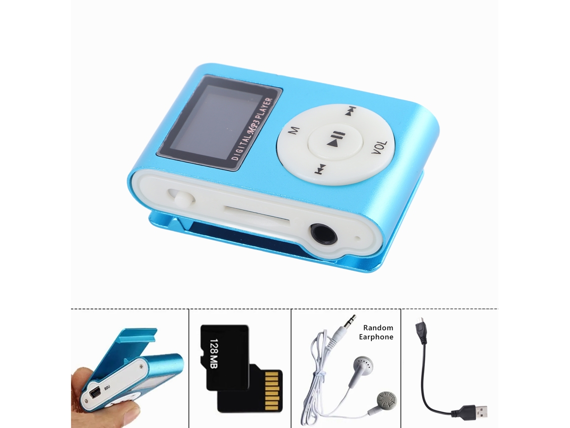 Reprodutor de Música MP3 Portátil com Cartão 128MB Azul | S/MARCA
