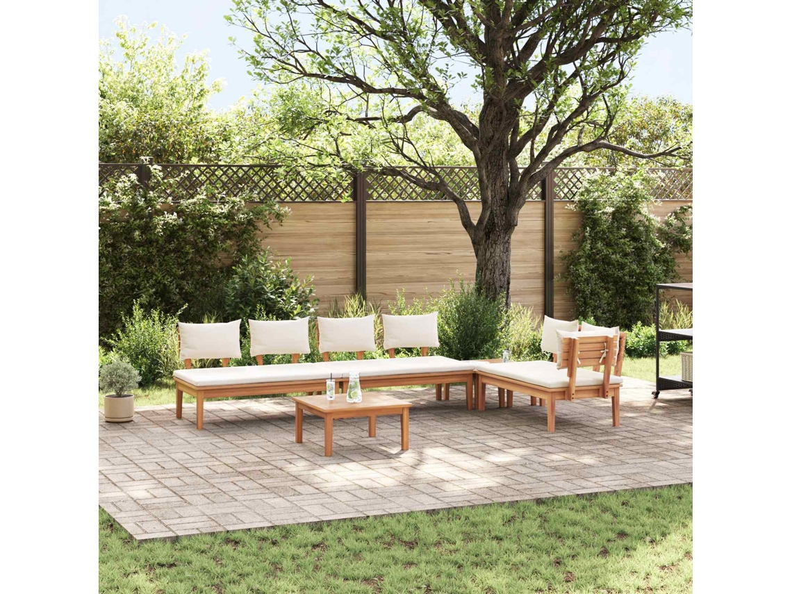 Vidaxl Conjunto De Sofá De Jardim 5 Unid. Marrom E Creme