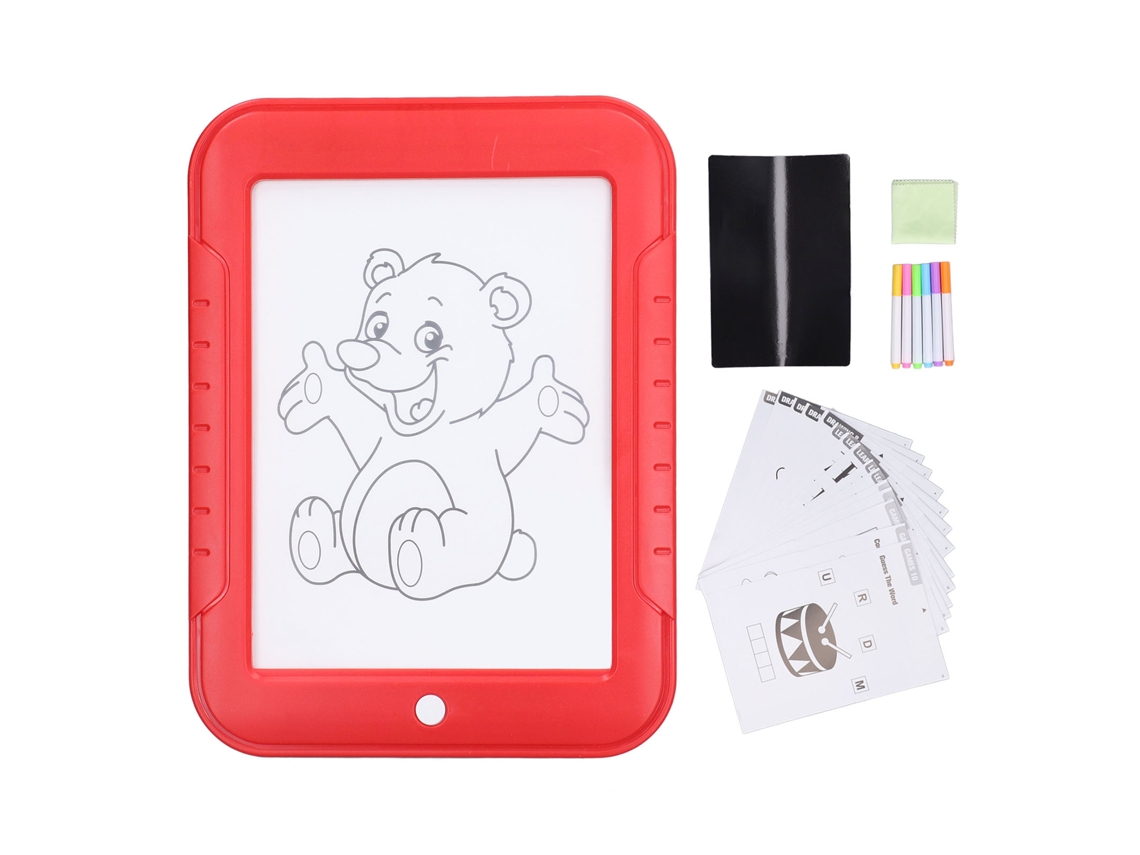 Ats tablero de Dibujo Fluorescente Luminoso Escribir Glow Graffiti Rompecabezas Juguete Versión En Inglés Rojo