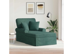 Vidaxl Chaise Lounge Com Saia 3 Unid. Verde Escuro Tecido