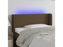 Cabecero con luces LED, tela marrón, 83x16x78/88 cm
