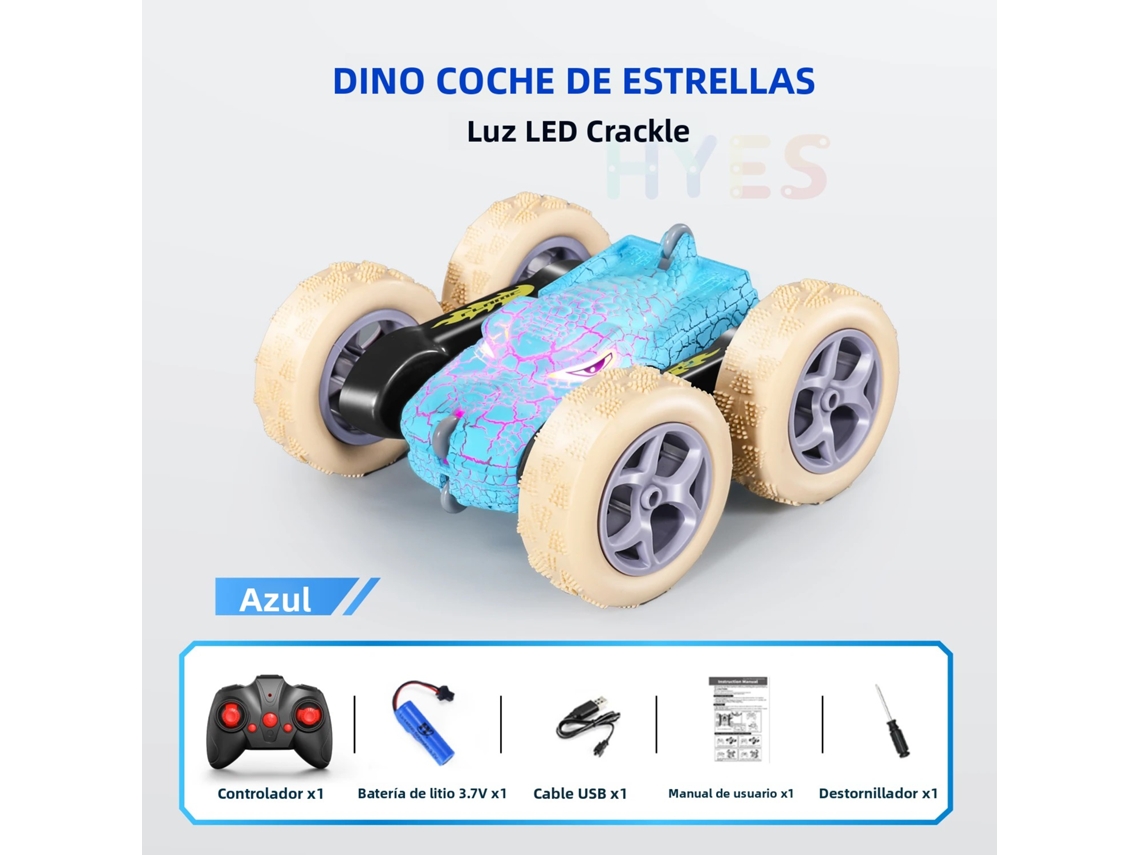 (Carro Dinossauro Azul) Carro Dinossauro Explosivo de Controle Remoto 2.4g 5wd de Alta Velocidade com Duplo Drift e Luzes de LED