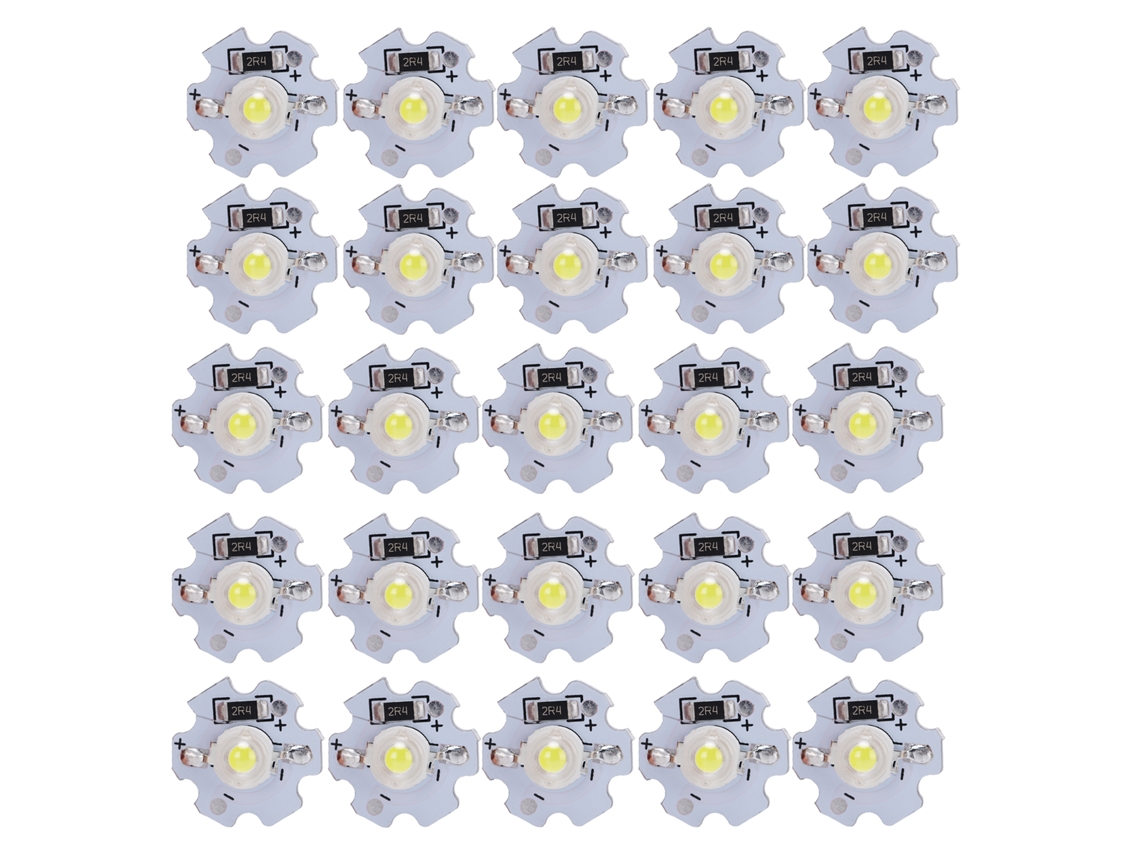 25pcs Chips Led 3w 5v 200lm 6000 6500k Branco Puro para Luminárias Diy