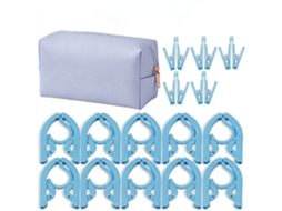 Conjunto Cabides Eifson Dobráveis Viagem 10 Cabides Com 10 Pregadores + Bolsa (azul)