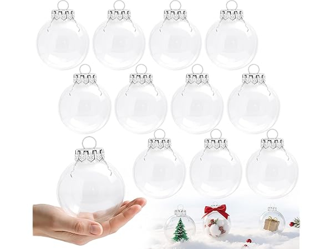 Conjunto de 12 Bolas de Natal Recheáveis, Transparentes, para Decoração Diy, Árvores e Festas, Ergonômico, Uso Diário STELASPLEN
