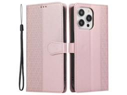 Capa Splicing Imprinted Rhombus Phone Wallet Para Iphone 15 Pro Max Veanxin Pele
