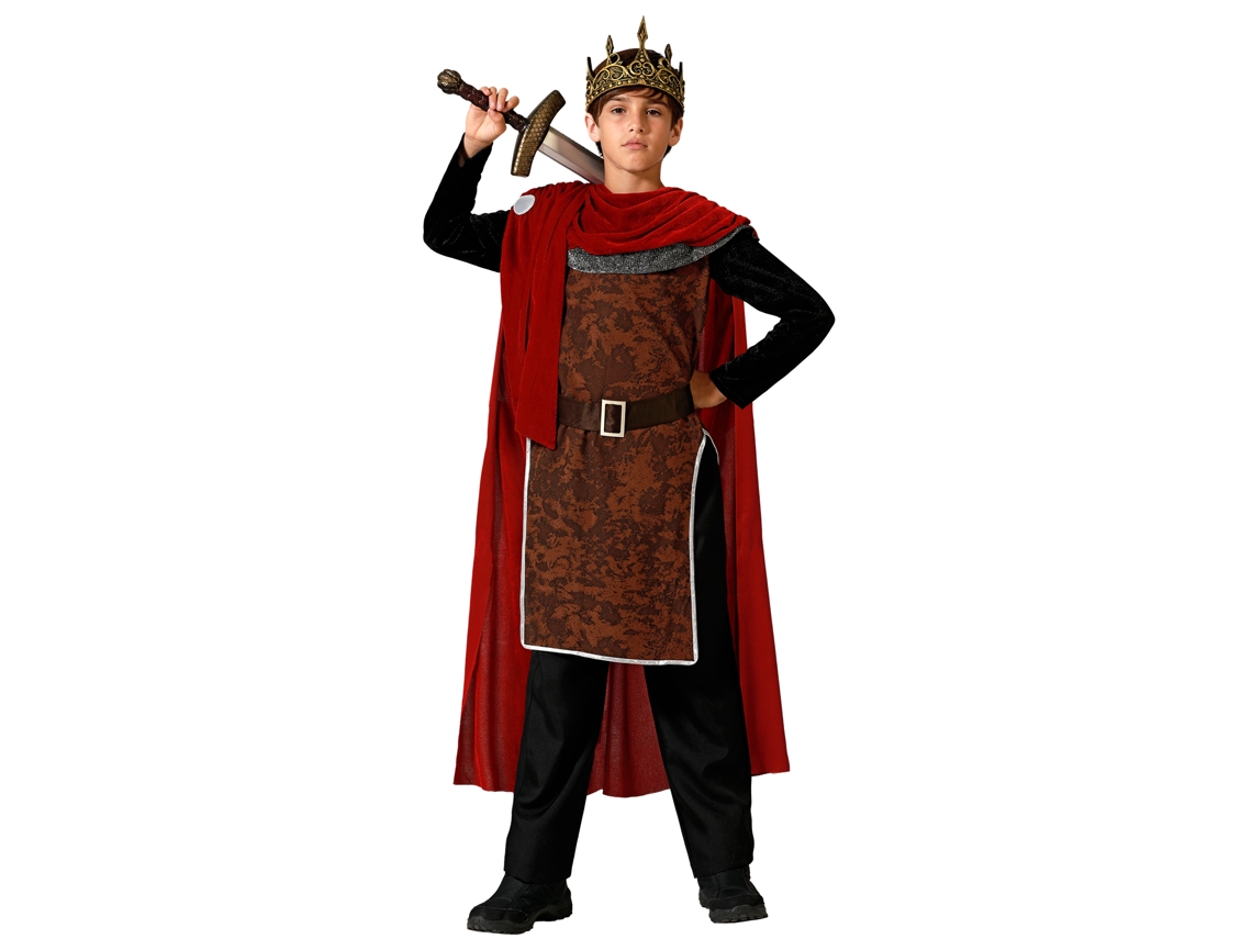 Disfarce Para Menino, Rei Medieval - Vermelho 7 A 9 Aos Atosa