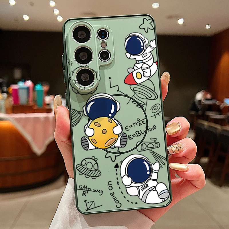 (verde) Capa Magnética Para Celular Galaxy S23 Fe Com Estampa Fofa De Astronauta