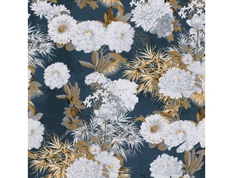 Wallpapers4beginners Papel De Parede Floral Azul E Dourado Wallpaper4beginners