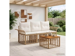 Vidaxl Conjunto De Sofás Para Exterior 4 Unid. Natural E Branco Creme
