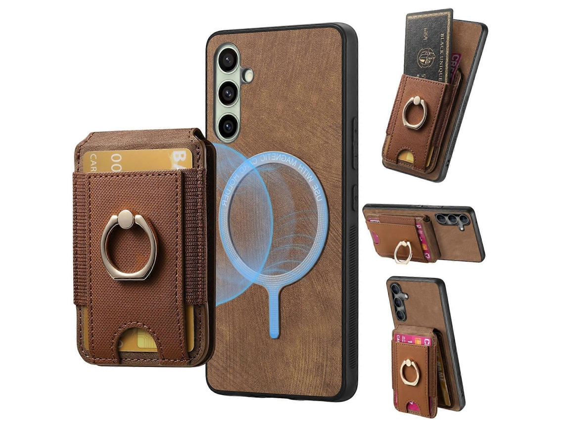 Capa De Couro Retrô Com Suporte Magnético E Divisória Para Samsung Galaxy A56 5g