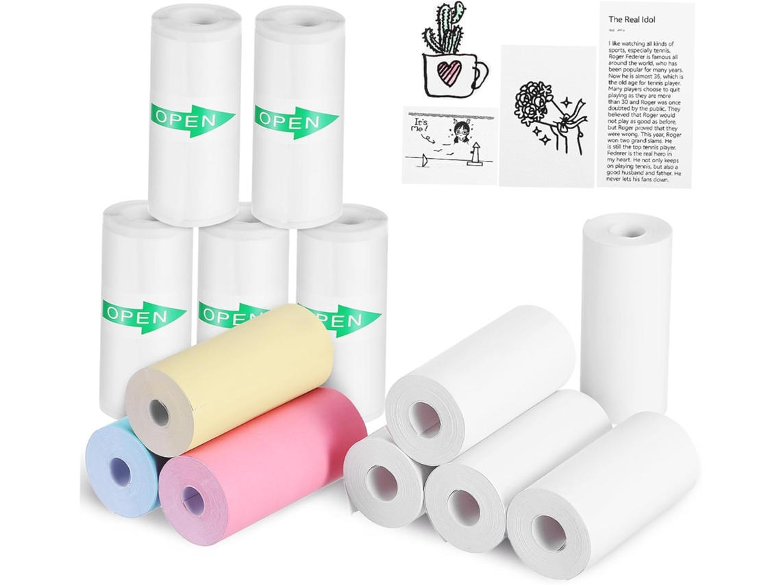 13 Rolos De Papel Térmico Adesivo Para Mini Impressora Térmica, Ideal Para Impressão De Imagens. Gokoco