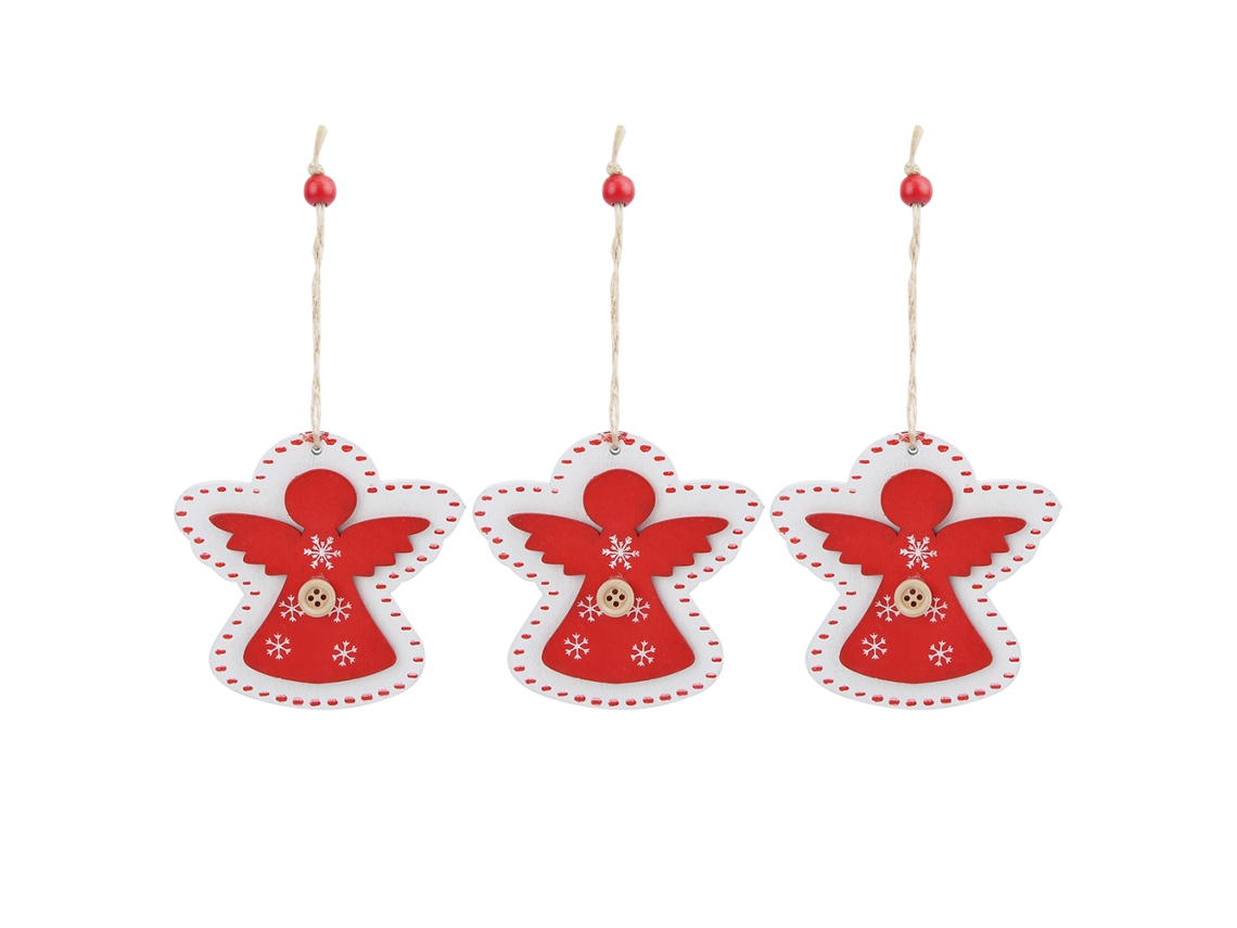Pendente De Madeira Pintada Para Árvore De Natal