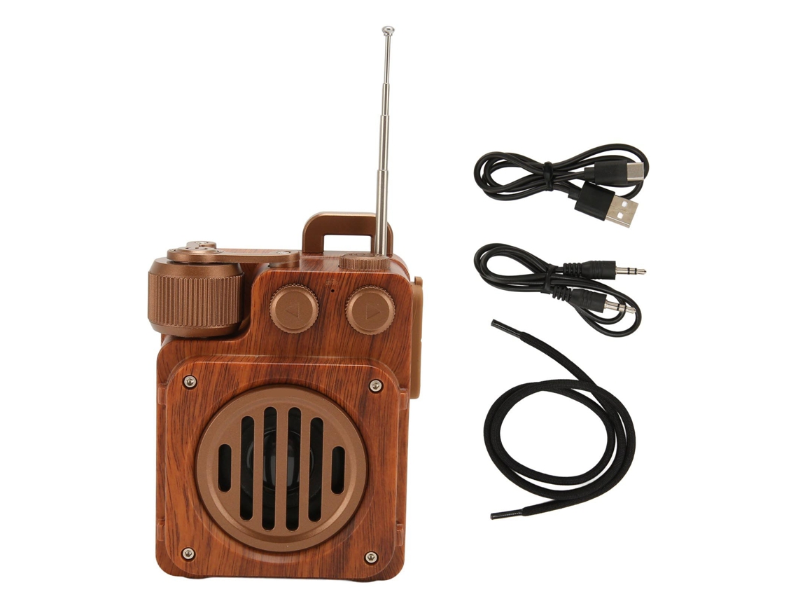 Caixa De Som Bluetooth Retro Com Rádio Fm Grão De Madeira Hifi Suporta Pen Drive Cartão De Memória