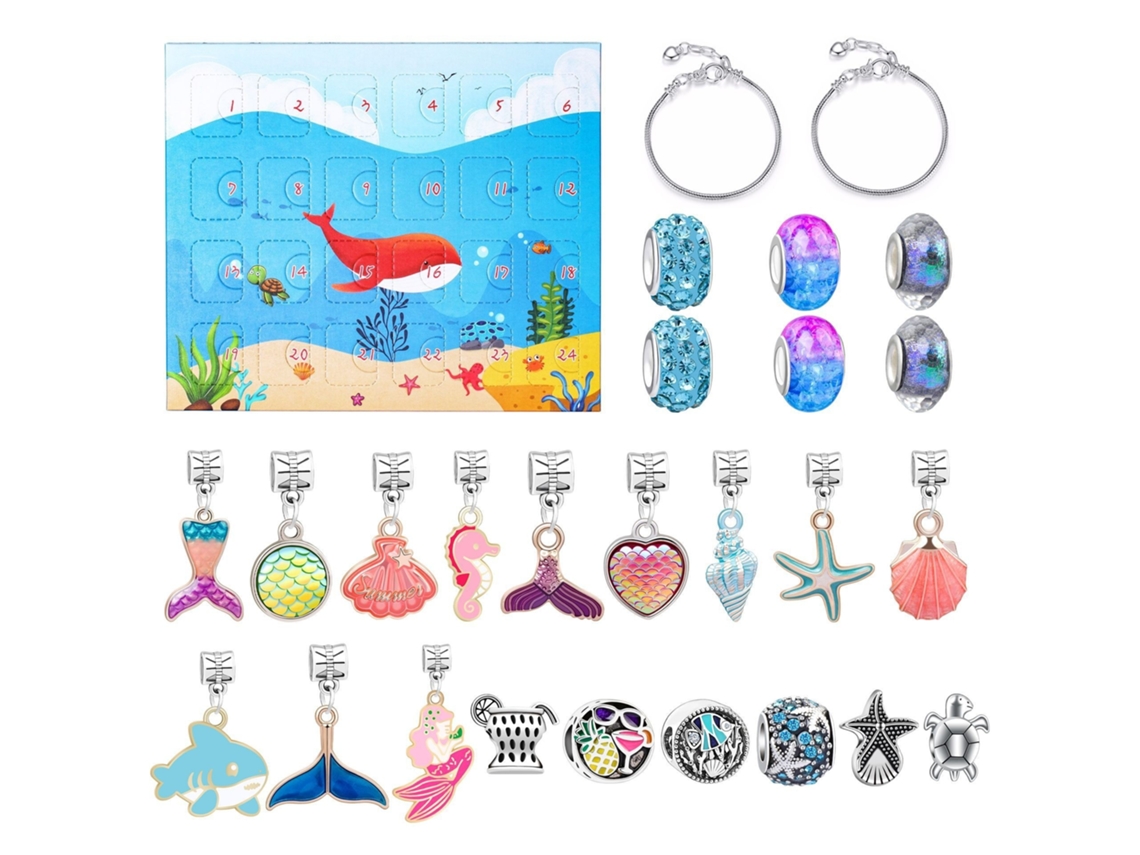 Calendário Do Advento Com Kit De Pulseiras De Natal, 24 Grades Elysve