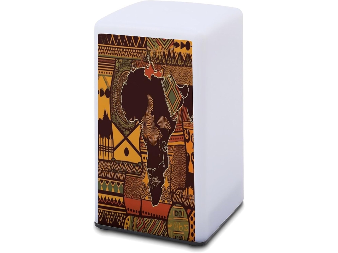 Luminária De Mesa A Bateria Estampa Étnica Mapa Da África Leitura Para Escritório, Quarto, Proteção Ocular E Economia De