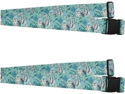 Conjunto De 2 Cintas Bagagem Ilustração Turística Tigres Turquesa Cinta Viagem Ajustável Mala Bolsa Acessórios