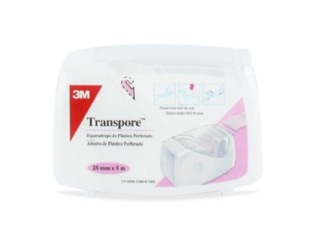 Adesivo 3M ESPAÑA Transpore Hipoalergico (Plastic Portar 5m x 2,5 cm)