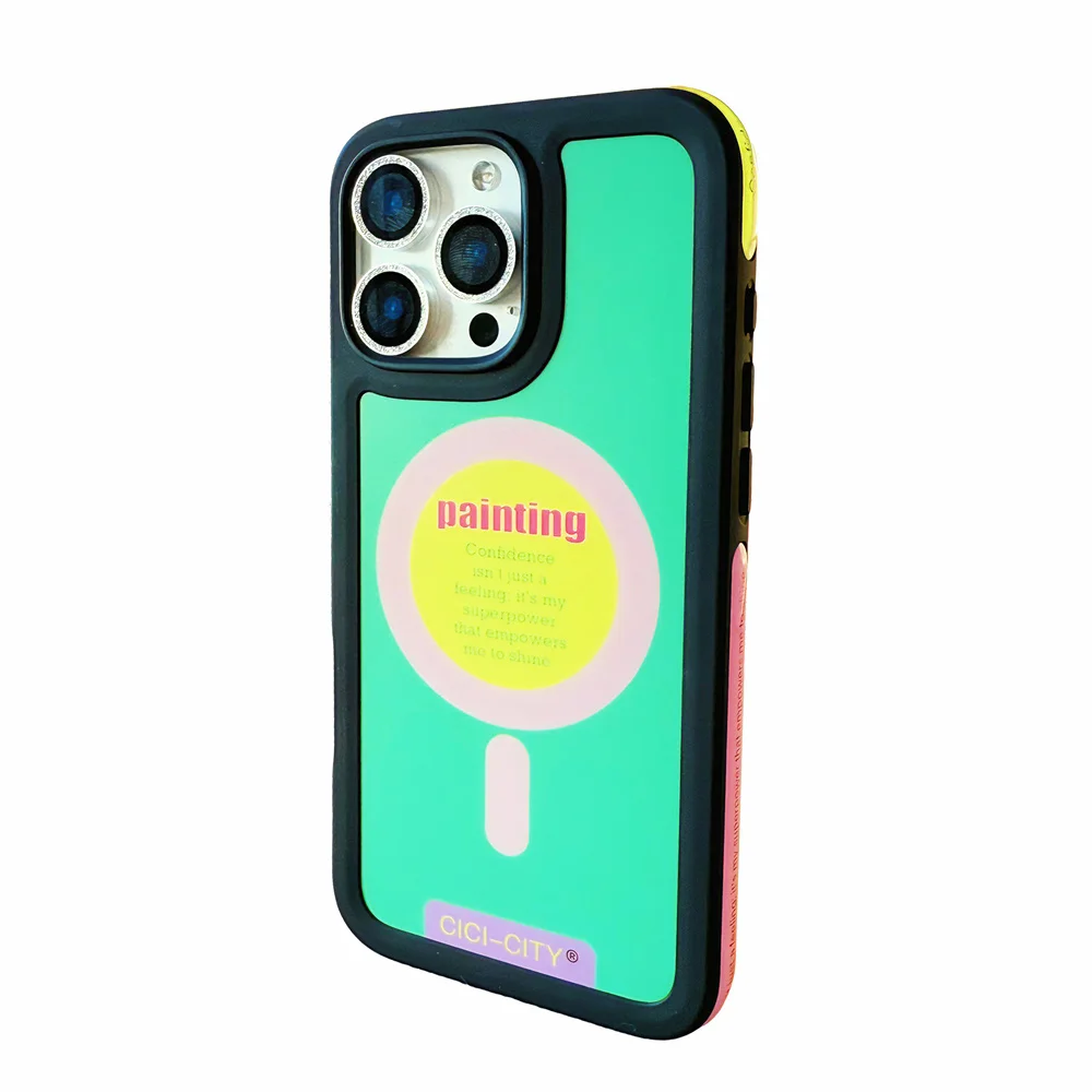 Capa Magsafe Para Iphone (para Iphone 15 Pro Max, Preto/verde)